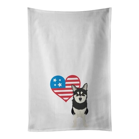 Carolines Treasures WDK4277WTKT 28 x 19 in. Unisex Shiba Inu Husky Mix Patriotic White Dish Towels Kitchen Towel - Set of 2