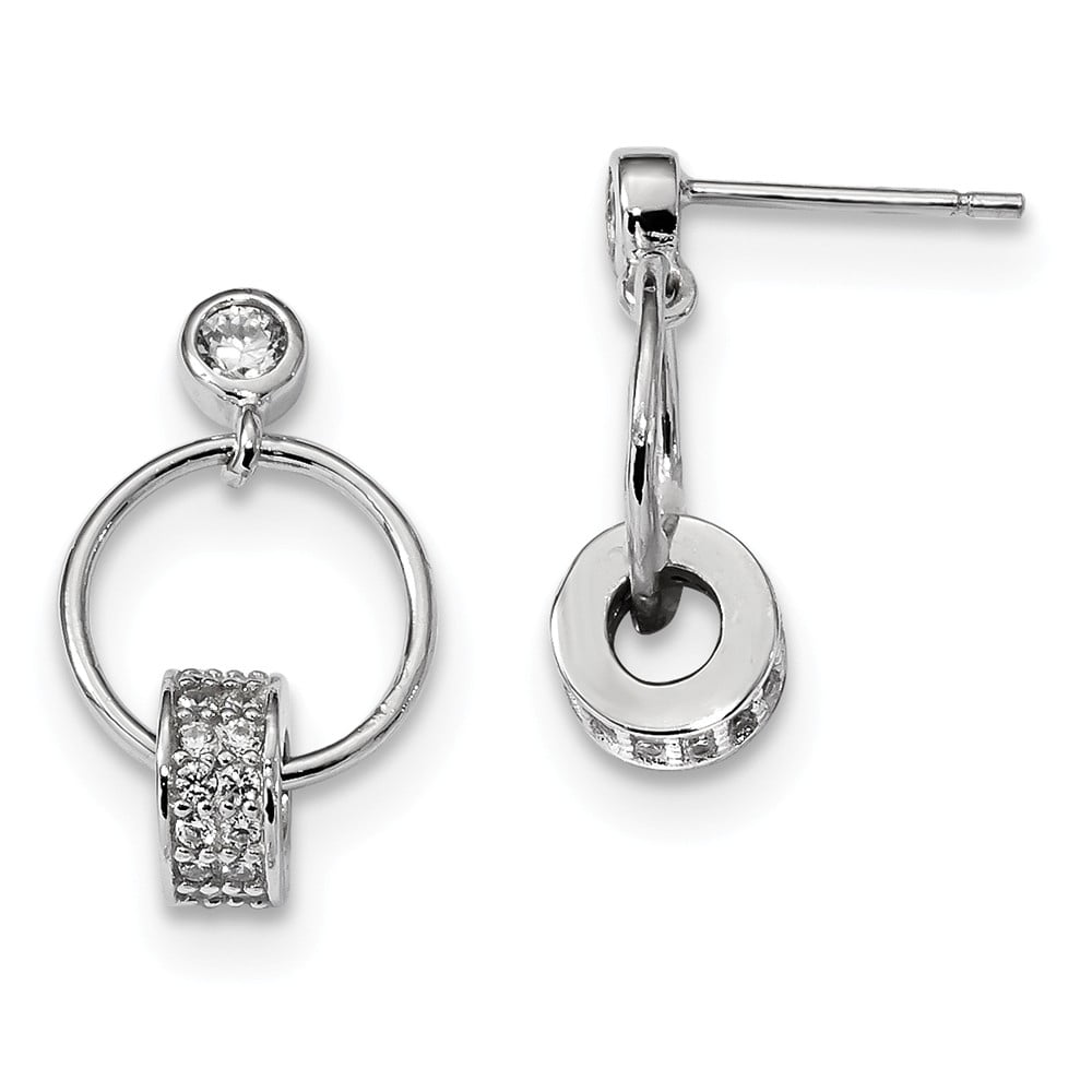 Earring Dangle Sterling Silver CZ Dangle Post Stud Earrings Walmart