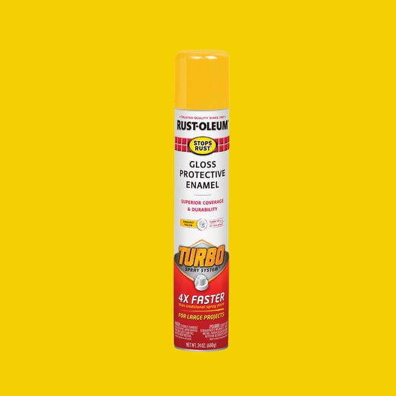 Sunburst Yellow, Rust-Oleum Stops Rust Turbo Gloss Protective Enamel Spray Paint-393376, 24 oz