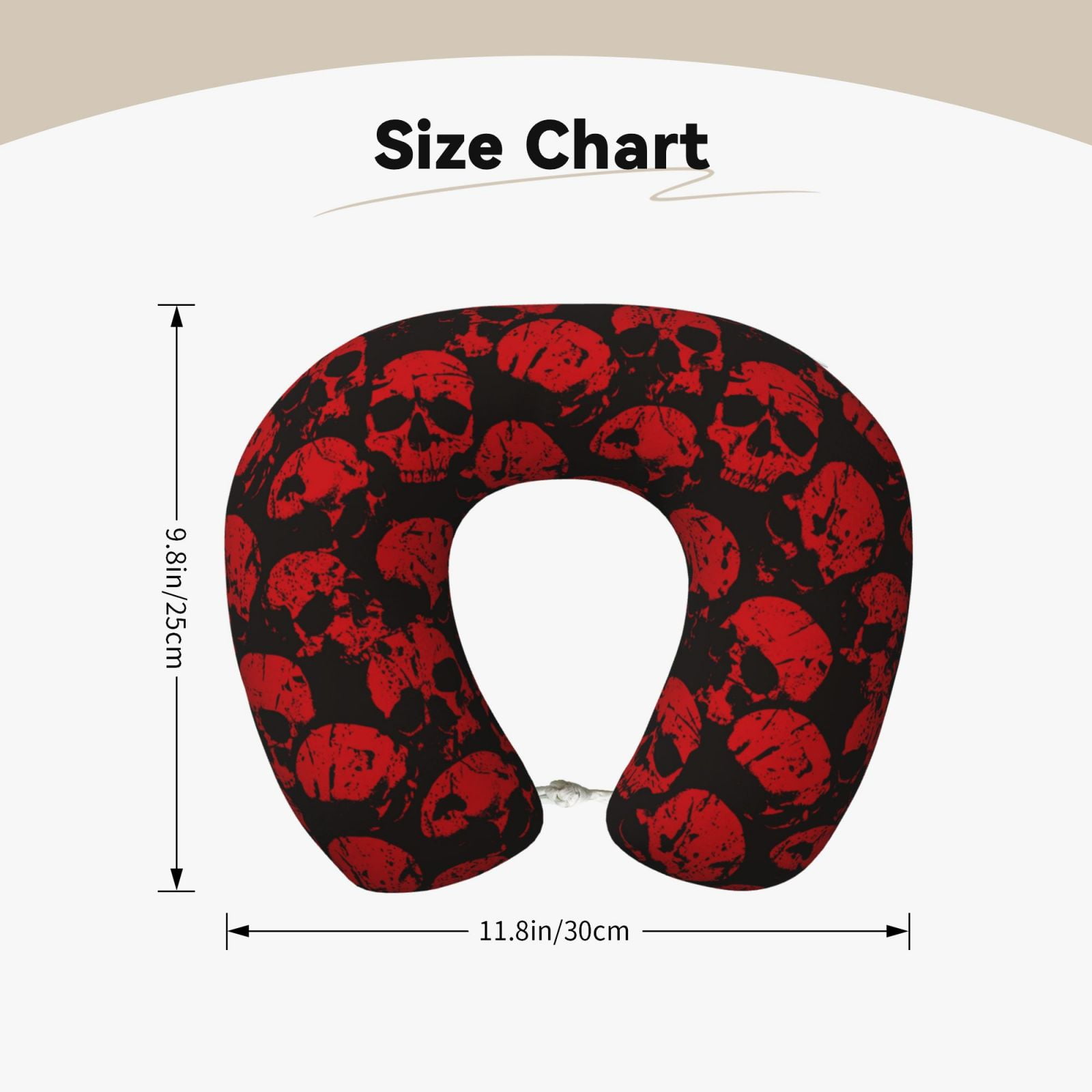 Xecao Red Skulls Print Memory Foam Cervical Neck Pillow Versatile U-Shaped Pillows for Home,Office,Camping,Travelling,Soft Washable Cover