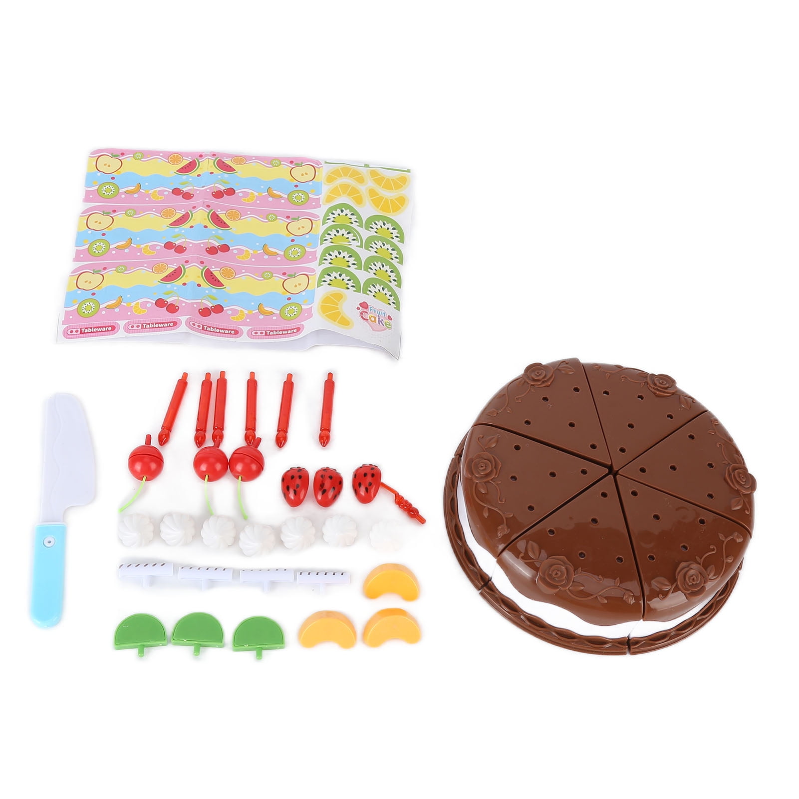 Simulated Birthday Cake Toy Set DIY Pretend Play Birthday Cake Toy Children Playable Food Cake