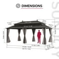 thumbnail image 3 of Sunjoy 20x12 Outdoor Gazebo Clearance Steel Hardtop with Curtain and Netting,Brown Aluminum Posts,Kingston Series, 3 of 17