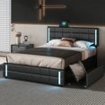 thumbnail image 2 of Platform Bed with LED Lights and USB Charging, Storage Bed with 4 Drawers, Black My Lux Decor Round, 2 of 8