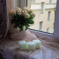 thumbnail image 5 of Candwax 3 inch Pillar Candles for Home Set of 3 pcs - Unscented and Long Lasting Candles Ideal for Romantic, Wedding or Living Room Decor - Ivory Square Candle, 5 of 7