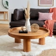 thumbnail image 2 of SAFAVIEH Meek Rustic Round Bayur Wood & Wood Veneer Coffee Table, Natural, 2 of 10