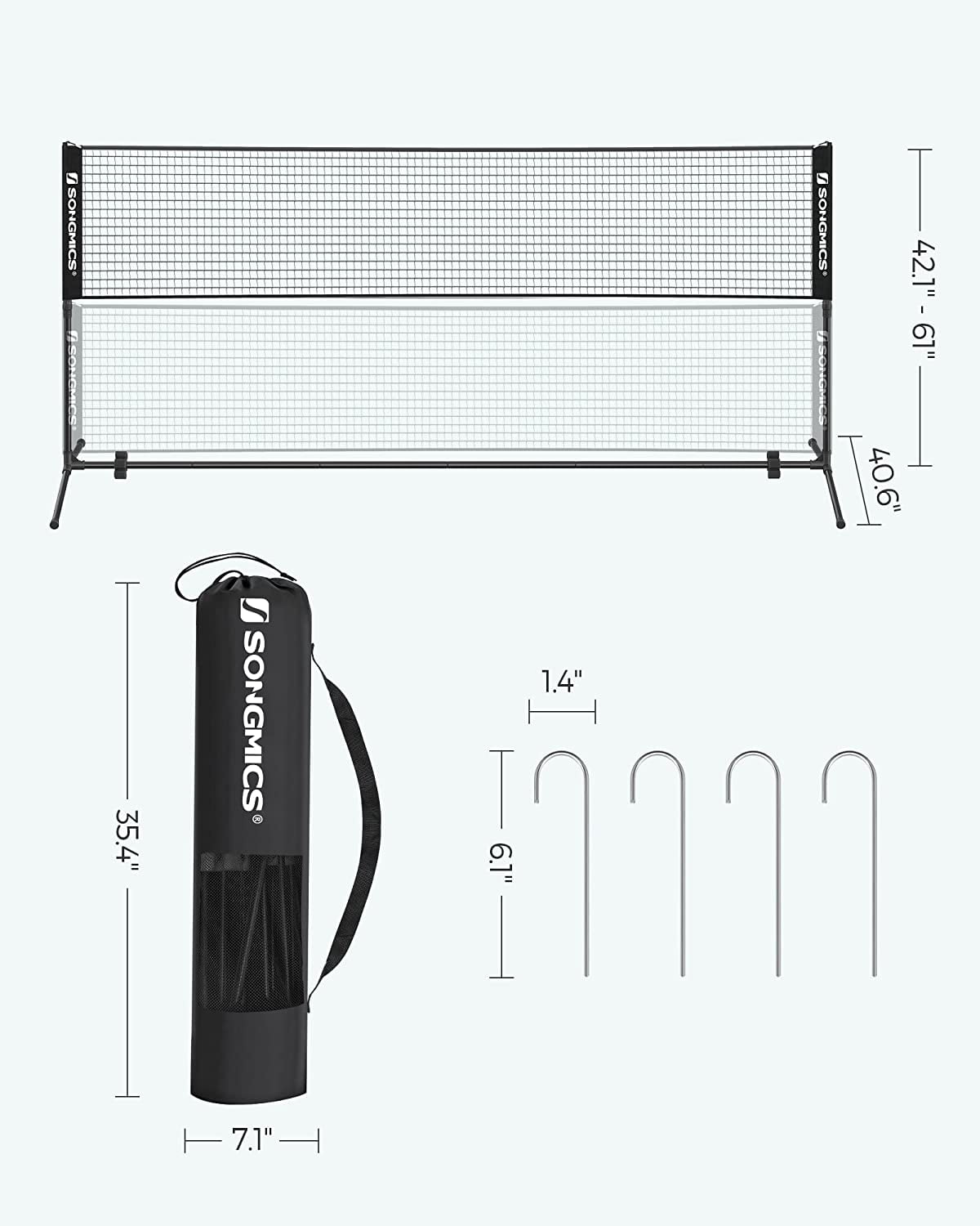 Badminton Net Set Portable Sports Set for Badminton Tennis Kids Volleyball Pickleball Easy Setup Nylon Net with Poles for Indoor Outdoor Court,16.5FT