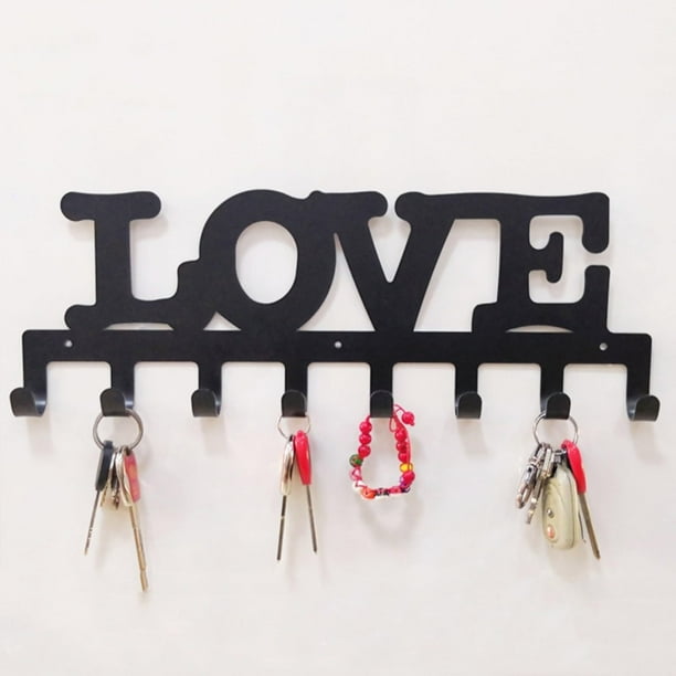 Porta llaves de metal, ganchos para llaves montados en la pared, organizador, colgador de llaves, estante decorativo para el hogar, entrada, pasillo, oficina, negro,