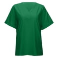thumbnail image 5 of Xijirk Women's V-Neck T-Shirt Rolled Short Sleeve Casual Loose Fit Summer Tee,L, 5 of 5