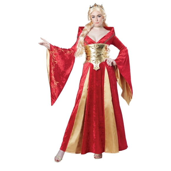 California Costumes Women's Medieval Queen Costume, Red/Gold, Small