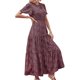 thumbnail image 1 of Txlixc Vestido largo para mujer, cuello redondo, manga corta, cintura elástica, estampado floral, estilo bohemio, vestidos casuales Txlixc  Estilo de ocio, 1 of 5
