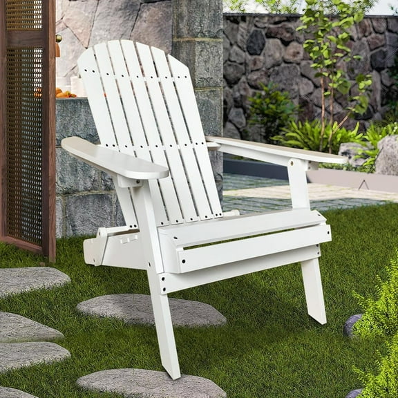 Adirondack Chair Folding Adirondack Chair Lawn Chair Outdoor Chairs Patio Chairs Patio Seating Fire Pit Chairs Wood Chairs for Adults Yard Garden w/Natural Finish