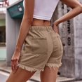 thumbnail image 4 of Summer Savings Clearance! Edvintorg Denim Shorts For Women Trendy Summer Solid Color Drawstring Frenulum Leisure Pocket Edge Casual Jeans Shorts Women Brown XL, 4 of 5