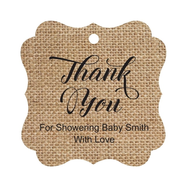 Darling Souvenir Baby Shower Merci Faveur Tags Cadeau Suspendu Personnalisé Tags-Toile de Jute-50 Tags