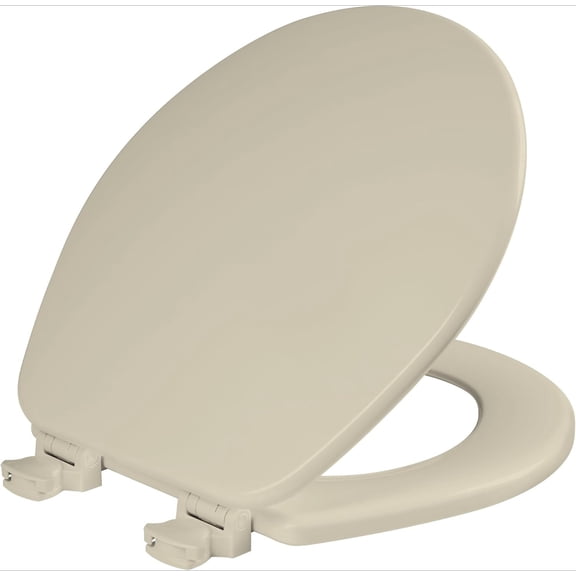 Round Bone Toilet Seat with Quick‑Release Hinges, Easy‑Clean Enameled Wood Finish