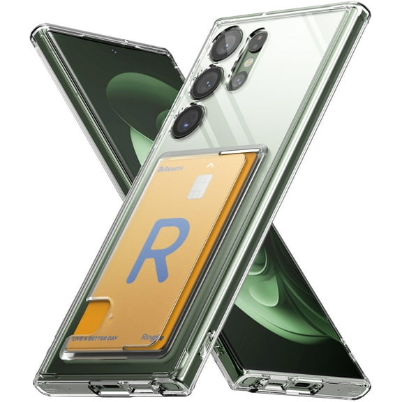 Ringke Fusion Card [Transparent Wallet] Compatible with Samsung Galaxy S23 Ultra 5G Case, Hard Back with Build-in Card Slot Holder Phone Cover for Women, Men - Clear