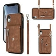 thumbnail image 1 of ELEHOLD Crossbody Wallet Case For iPhone XS Max,with RFID Card Slots Zipper Pocket Kickstand Function Shockproof Purse Case with Detachable Shoulder Strap,Brown, 1 of 1