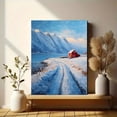 thumbnail image 6 of Red Cabin Winter Scenery Canvas Print, Snowy Landscape Wall Art for Living Room Bedroom Dining Room Office Cabin Home Decor, 6 of 8