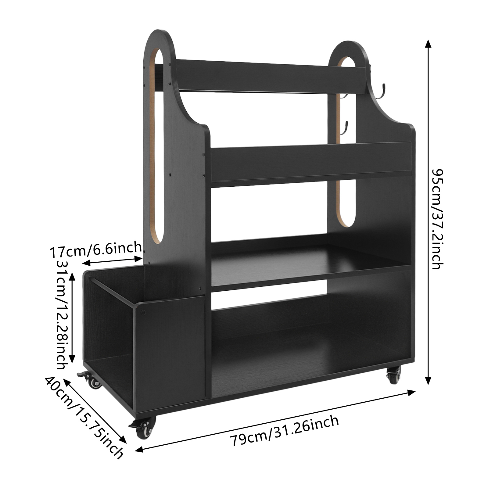 ToppiJoy Weight Rack for Dumbbells, Home Gym Storage Rack Yoga Mat Holder with Wheels and 4 Hooks, Workout Storage Weight Plate Stand, Each Tier Hold up 50lbs for Kettlebells, Foam Roller