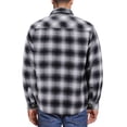 thumbnail image 2 of Men's Heavyweight Cotton Flannel Warm Sherpa Lined Snap Button Plaid Jacket (Black White 7, 4XL), 2 of 3
