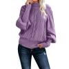 shoper Womens Cable Knit Sweaters, Crew Neck Long Lantern Sleeve Casual Loose Fit Fall Trendy Pullover Tops
