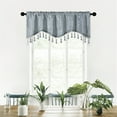 thumbnail image 2 of Viflosae Curtains with Tassel Elegant Fringed Window Curtains Patterned Rod Panels Stylish Short Drapes Boho Curtains Summer Decorations for Home for Windows Gray, 2 of 7
