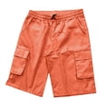 thumbnail image 3 of Zpzdpjkx Mens Summer Daily Cargo Shorts Outdoor Comfy Walking Elastic Waist Pleated Adjustable Drawstring Breathable Pockets Outdoor Travel Loose Plus Size Bermudas Shorts for Men, 3 of 4