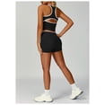 thumbnail image 4 of PISONIC Women Two Piece Workout Sets Color Block Backless Tank Top and High Waist Booty Lifting Shorts Gym Yoga Active Outfits, 4 of 6