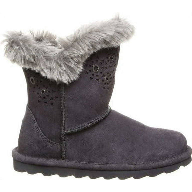 Bearpaw Womens Andrea Suede Perforated Winter Boots Gray 6 Medium B M Walmart