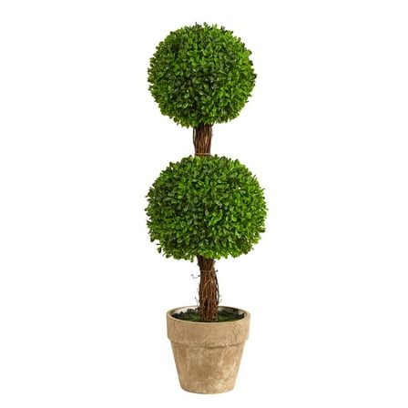 Nearly Natural 2.5ft. Boxwood Double Ball Topiary Artificial Tree (Indoor/Outdoor)