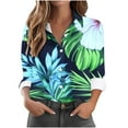 thumbnail image 3 of Women's Button-Up Shirts Fashion Floral Print Dressy Blouses Casual Turndown Collar Shirt Long Sleeve Loose Work Tops Spring Summer Outdoor,Beach,Vacation Top 08#Multicolor XXL, 3 of 6