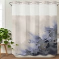 thumbnail image 3 of Black Blue Beige No Hook Shower Curtain with Snap in Liner, Waterproof Fabric Shower Curtains, Modern Ink Wash Painting Abstract Art Shower Curtain Set Top See Through for Bathroom 66"x72", 3 of 8