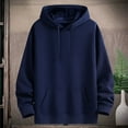 thumbnail image 3 of Men's Hoodies Fleece Lined Sweatshirts Solid Color Drawstring Hoodie Spring Fall Long Sleeve Tops Casual Hooded Pullovers with Pockets Loose Cotton Hoody Outwear for Sports Running, 3 of 7