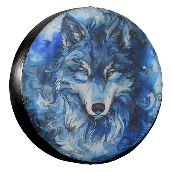 KAKALAD Watercolor Wolf Spare Tire Cover Wheel Protectors Weatherproof Universal Vehicle Dust-Proof for Trailer Rv SUV Truck Camper Travel Trailer Accessories 14 ” Inch
