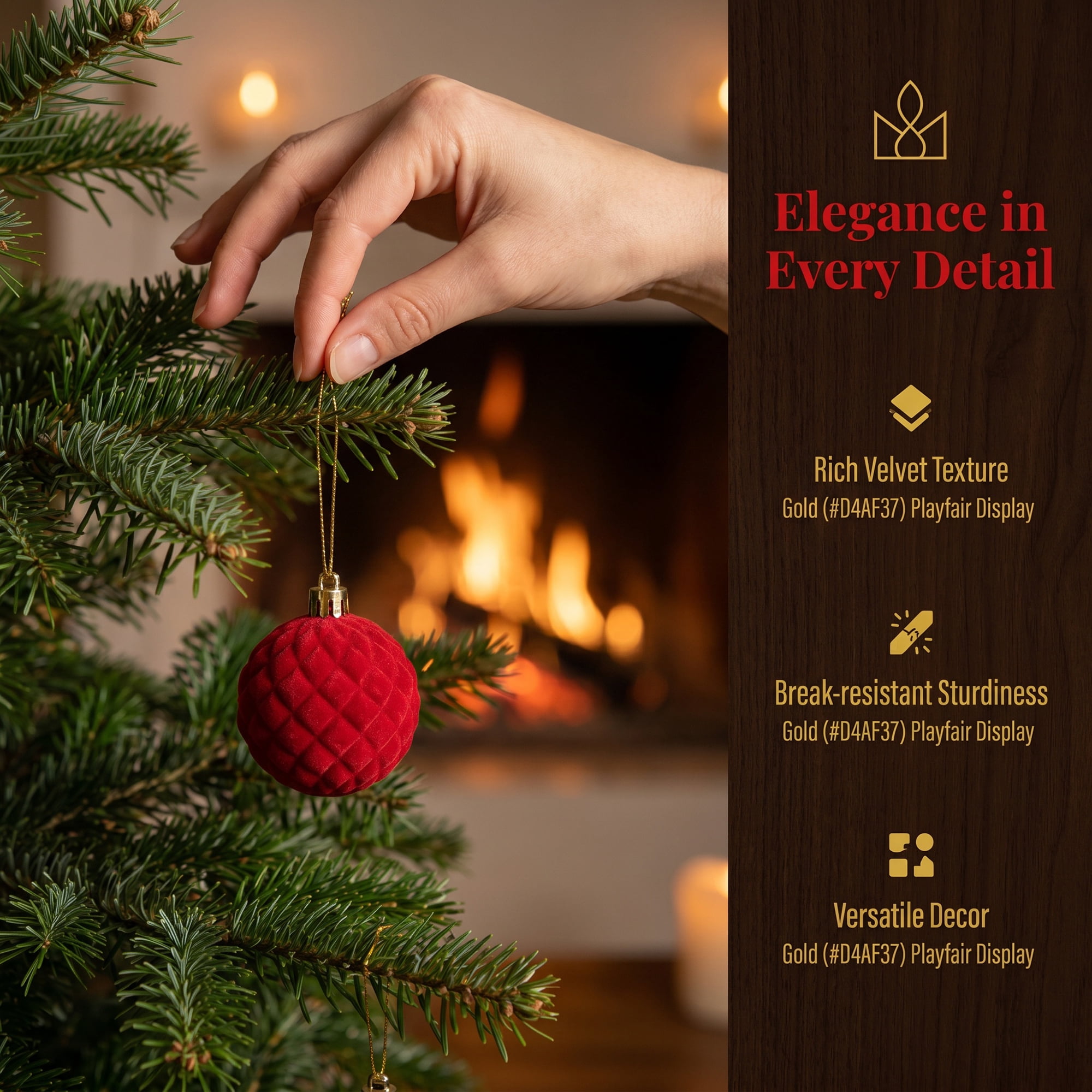 Unique Bargains Velvet Christmas 12 Pack Flocked Sphere Orbs Luxury Ornaments Red 2.4"