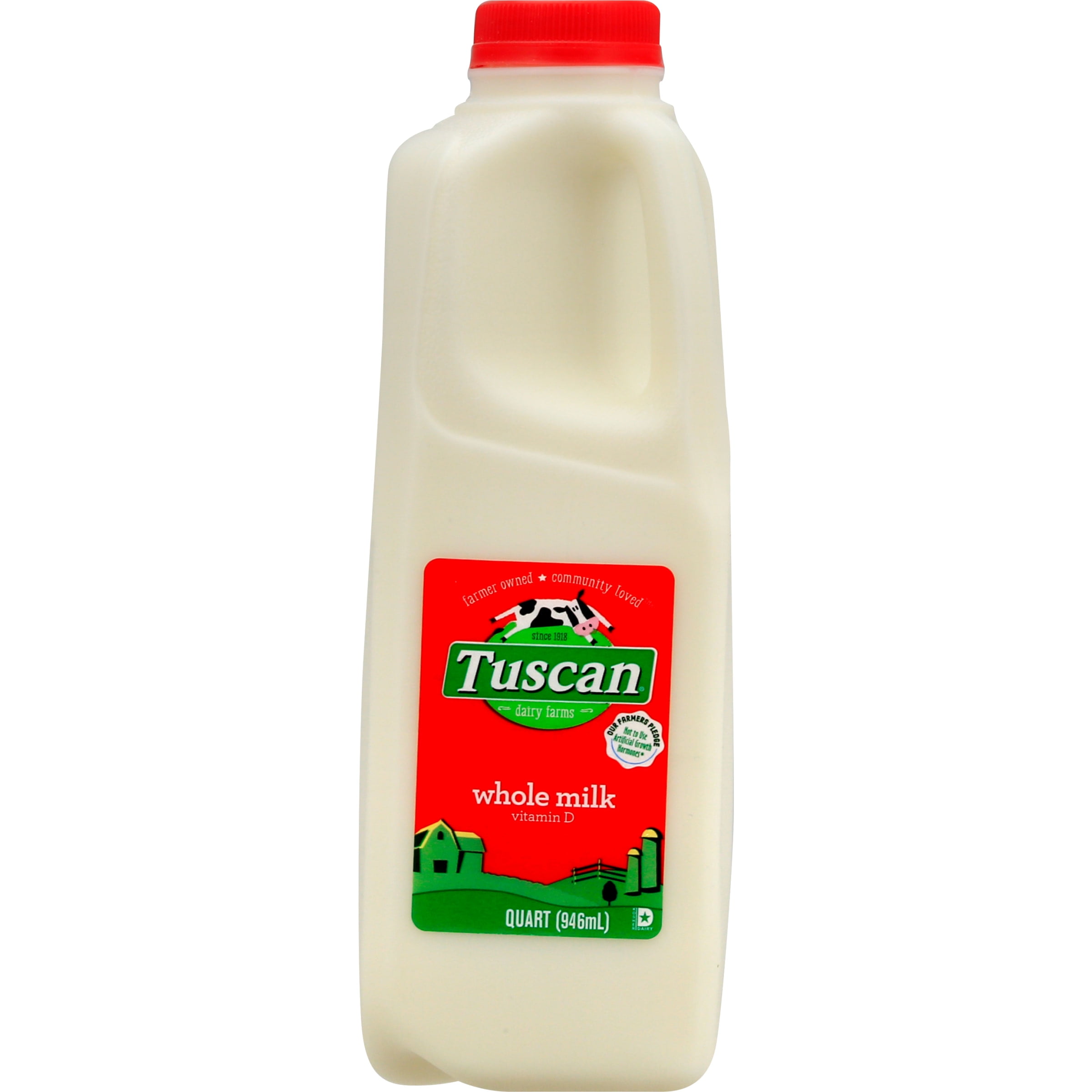 Tuscan Dairy Farms Whole Milk, Vitamin D Milk Quart - 1 Milk Bottle
