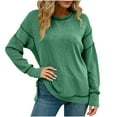 thumbnail image 2 of YHAJDS Casual Women's Long Sleeve Tops Womens Pocket Shirt Solid Color Round Neck Long Sleeve Fashion Base Layer T-shirt Top For Fall And Fall Winter, 2 of 5