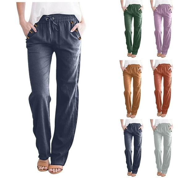 Printed Elastic Waist Casual Pants, Women's Flare Pants Trousers Wide Leg Pants, Full Length Spring Nine Point Lounge Pants, Fashion Streetwear Gifts for Women | CSEONE,Army Green L
