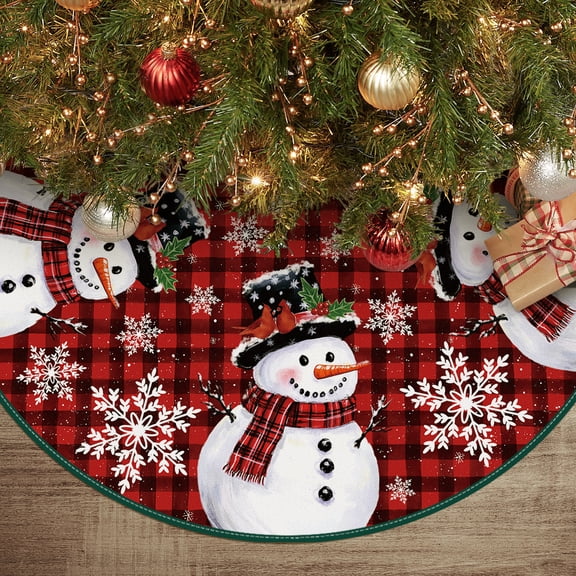 Sm:)e Christmas Tree Dress Skirt 36 Inch, Cardinals Snowflake Snowman