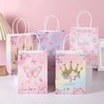 thumbnail image 4 of Bolsa de regalo romántica con flores rosas, bolsa de regalo con forma de castillo y corona, bolso de mano con flores, regalo, interior espacioso, uso versátil, 4 of 6