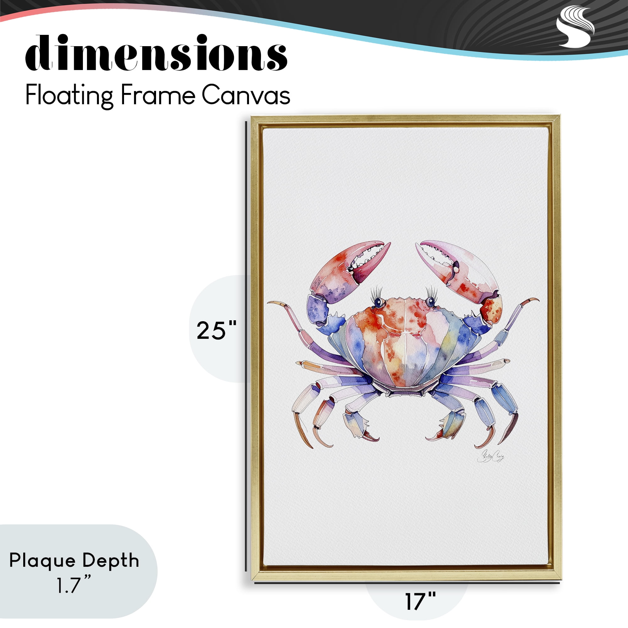 Stupell Industries Tide Dancer Crab Gold Framed Floater Canvas Wall Art, design by Shelly Craig