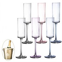 ACDANC 6Pcs Champagne Flutes Plastic 5.5 oz Extended Stalk Cocktail Glass Party Cups for Friends Party Mix2