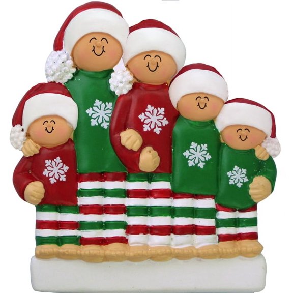 Pajamas 5 People Personalized Christmas Ornament DO-IT-YOURSELF