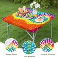 thumbnail image 4 of Colorful Tie Dye Pattern Square Fitted Tablecloth with Elastic Edge,Square Table Cover,Washable Elastic Table Cover for Home Kitchen Party Decor 34"x34", 4 of 6