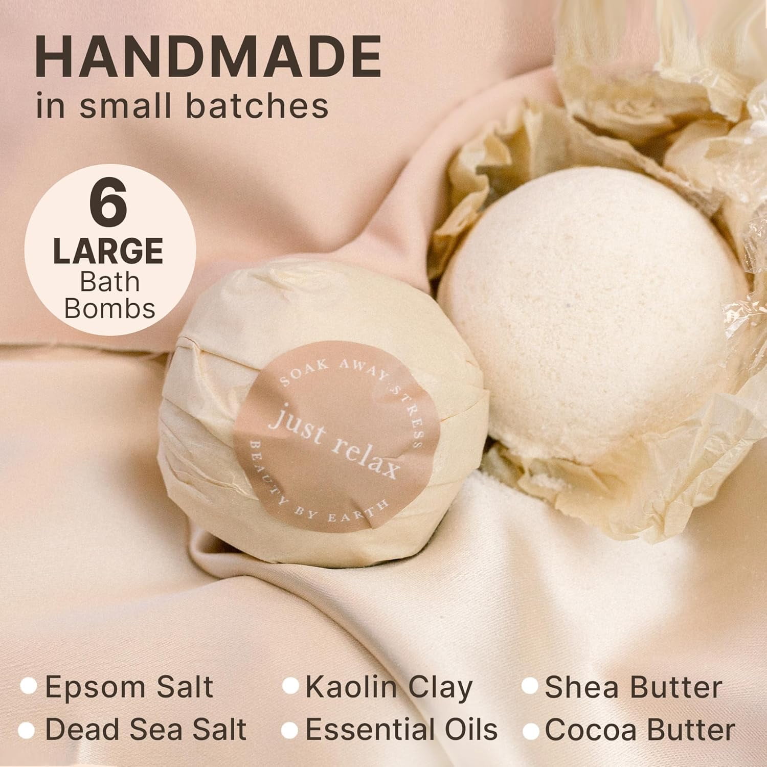 Bath Bombs Gift Set; Organic and Natural Large and Luxurious Vegan Fizzies, Lush Fragrant Essential Oils, Surprise Gift for Men, Women and Kids; Best Relaxing Epsom Salt Luxury Spa Soak (6 Pack Kit)