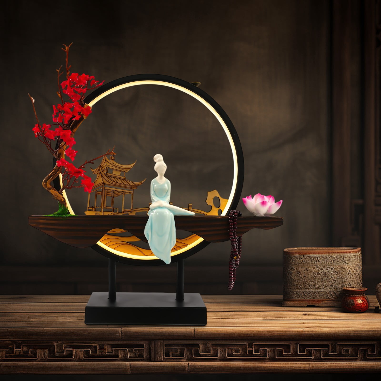 Backflow Incense Holder with LED Light, Ceramic Backflow Incense Burner Perfect for Relaxing or Home Decor