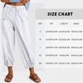 thumbnail image 4 of Womens High Waist Pants Drawstring Waist Wide Leg Cropped Comfort Capris Casual Vacation Trousers with Pockets, White, S, 4 of 9