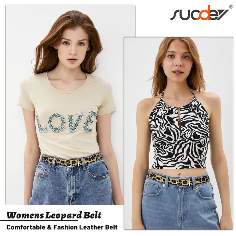 Suosdey Plus Size Leopard Print Leather Belt, Women photo 3