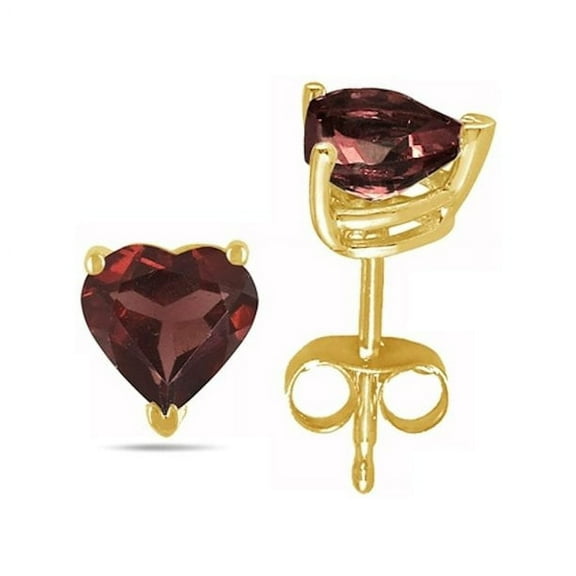 Bonjour Jewelers 10k Yellow Gold Plated 4 Carat Heart Created Garnet Sapphire Stud Earrings