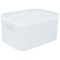 thumbnail image 2 of Cesta De Almacenamiento De Plástico, Caja De Almacenamiento De Escritorio Apilable Con Diseño De Translúcido Con Tapa Para Baño, 2 of 7