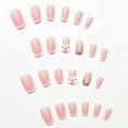 thumbnail image 4 of Cute Medium Press on Nails Square French Tip Fake Nails Red Full Cover False Nails with Bow Pearls Designs Glossy Glue on Nails Stick on Nails Handmade Acrylic Nails for Women Girls 24Pcs s16 24, 4 of 4